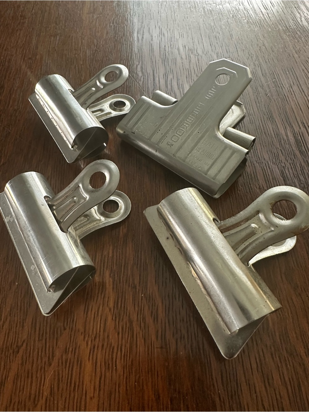 Vintage Industrial Metal Bulldog Clips - Set of 4